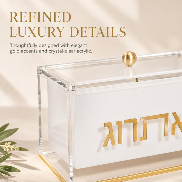 Esrog Box Holder, Clear Acrylic Lid Sukkot Succos Judaica Display Case