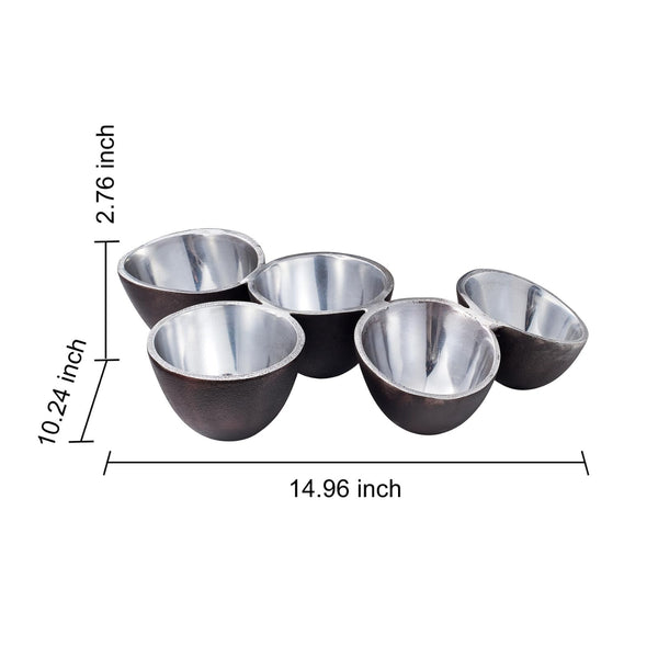 GUTE 5 Bowl Organic Set – Modern Multi Section Serving Dish | Bowls for Snacks Salads Fruits Desserts Appetizers | Functional Centerpiece Dining Tableware | 14.9