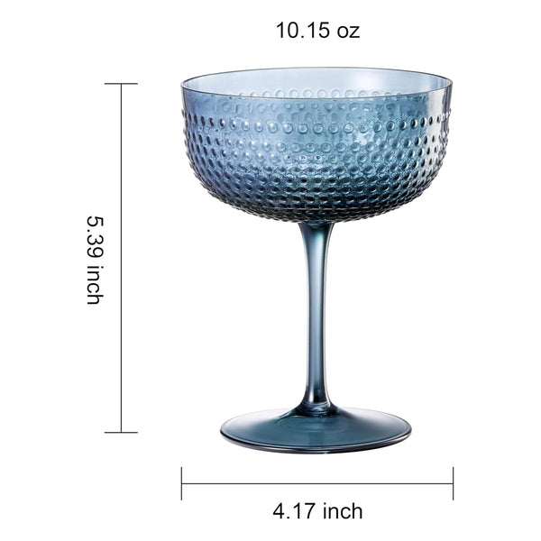 Hobnail Coupes, Cocktail Glass | Set of 4 | Muted Colors