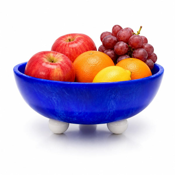 Blue Resin Bowl, 1 Piece, 23 x 23 x 11 cm Pedestal Fruit Bowl