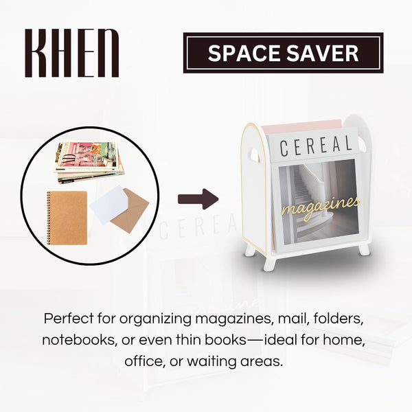 Khen Acrylic Magazine Holder with Gold Trim - 12.40