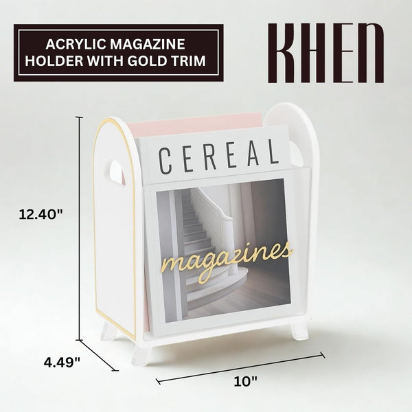 Khen Acrylic Magazine Holder with Gold Trim - 12.40