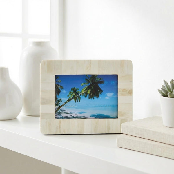Cote d'Azur Authentic White Bone Inlay 5x7 Photo Frame