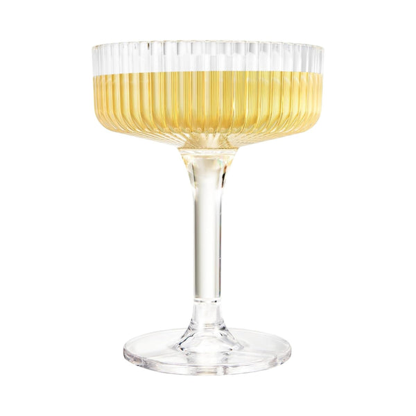 Premium ACRYLIC Champagne Tower Kit | 21 Stackable 7 oz Plastic Coupe Flutes | Reusable & Shatterproof Clear Plastic Glasses for Wedding Receptions, Birthday Parties, and Special Events, Clear Tall