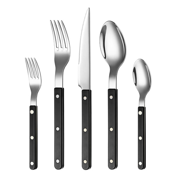 Khen Black Cutlery Set of 20 –18/8 Stainless Steel Flatware