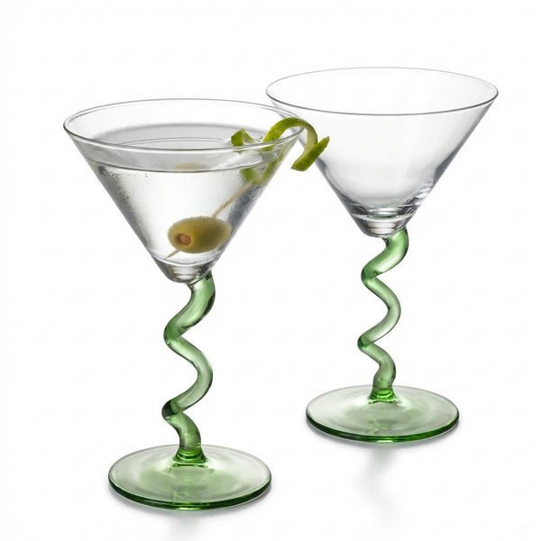 Spiral Stem Martini Glasses Set of 2, 9.2oz 7.05