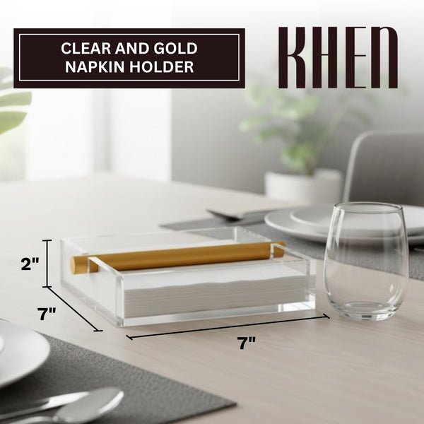 Clear & Gold Napkin Holder – 7