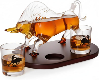 Western Cowboy & El Matador Bull Whiskey Decanter Set, Birthday Gifts for Men, Dad, Boyfriend, Husband
