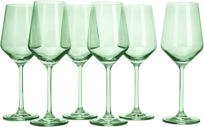 Rhea Stemmed Wine Glassware, Set of 6, Green