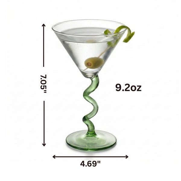 Spiral Stem Martini Glasses Set of 2, 9.2oz 7.05