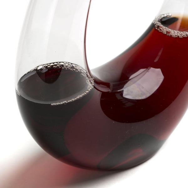 U-Shaped Glass Wine & Aerator- Amadeo Unique Curved Wine Decanters - 25 OZ - Curved Elegant Aerator Carafe - Lead-free Red Wine Decanter Proven to Enhance & Improve Flavor