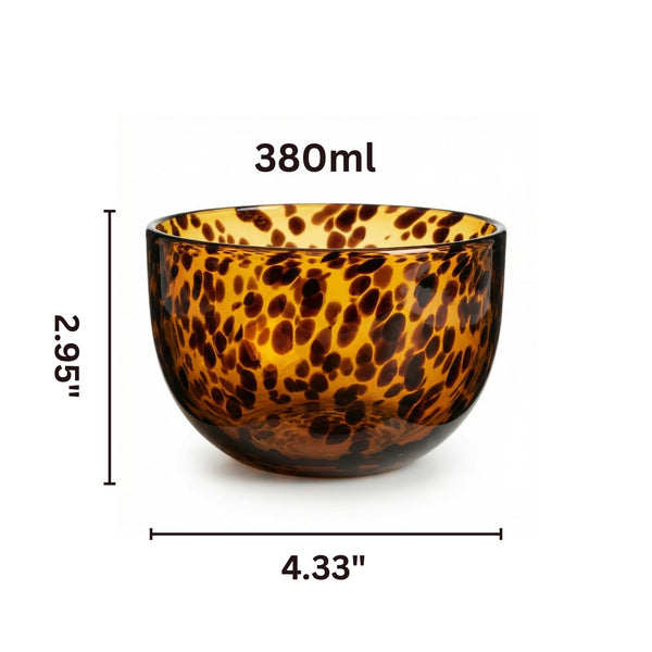 Amber Tortoise Shell Glass Bowls Set of 4 | 4.3” - 12.8oz