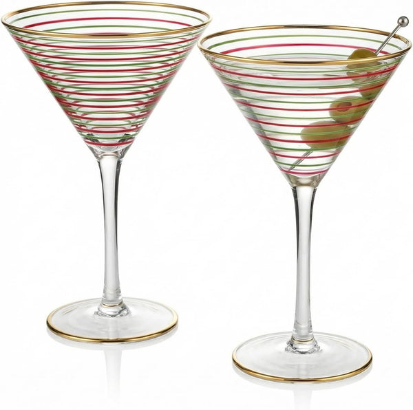 Christmas Martini Glasses Set of 2 9.13 oz