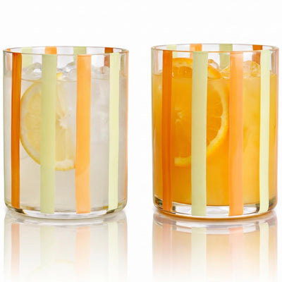 Capri Italian Design Cylindrical Tumblers, 2 Set Olive & Orange