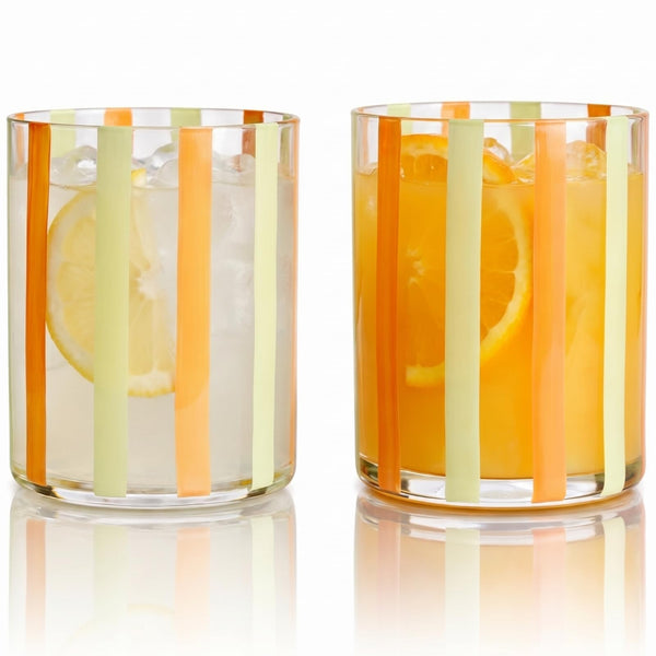 Capri Italian Design Cylindrical Tumblers, 2 Set Olive & Orange