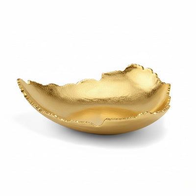 GUTE Gold Platter Bowl – Modern Aluminum Decorative Centerpiece with Textured Metallic Finish | Home Kitchen Dining Table Accent | Single Piece | 12