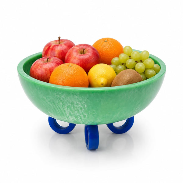 Green Resin Bowl, 1 Piece, 23 x 23 x 11 cm Pedestal Fruit Bowl