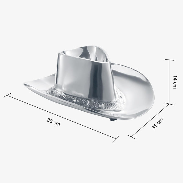 Cowboy Hat Chip and Dip Serving Bowl Silver Brass Snack, Western Candy & Salad Bowl - Chip n Dip All American Hat Centerpiece Serving Platter for Nuts, Salsas, Food, Serveware Decor Entertaining 1PC
