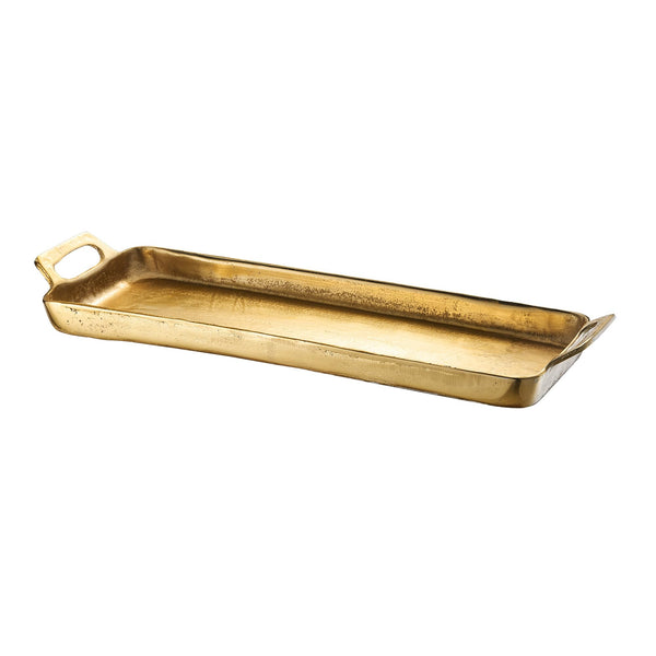 Large Decorative Tray, Single Piece, Gold Aluminum 23.6