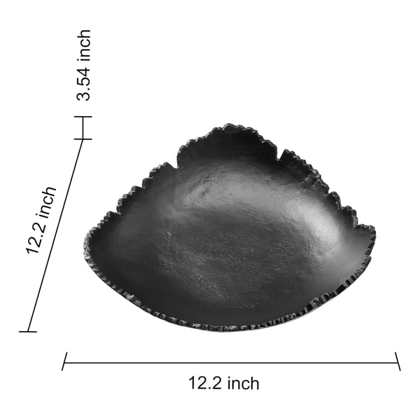 Black Powder Coated Platter Bowl – Modern Aluminum Decorative Centerpiece | Home Kitchen Dining Table Accent | Single Piece | 12