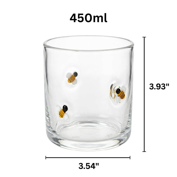 2 Pack Icon Bee Juice Glass, Old Fashioned Transparent Cup