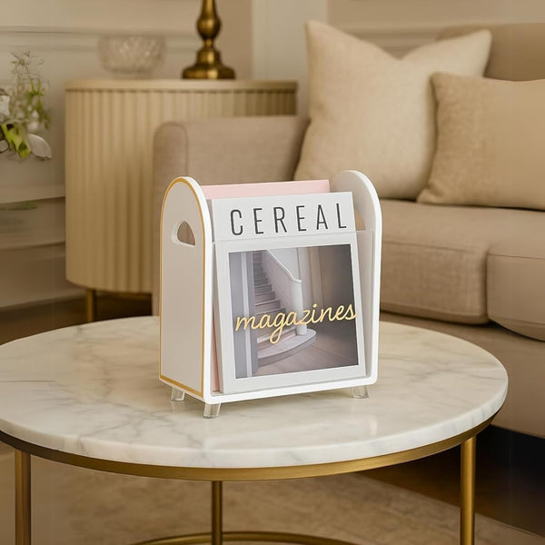 Khen Acrylic Magazine Holder with Gold Trim - 12.40