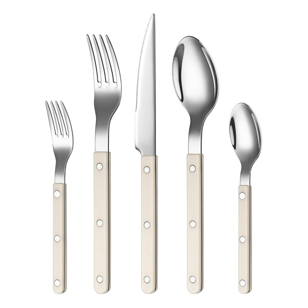 Khen Cream Cutlery Set of 20 –18/8 Stainless Steel Flatware