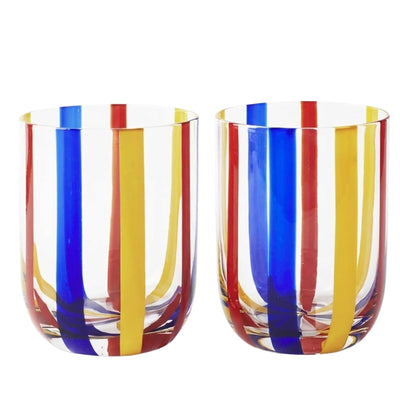 Island Stripes Tumbler Glasses Set of 2, 13.5oz Multicolor