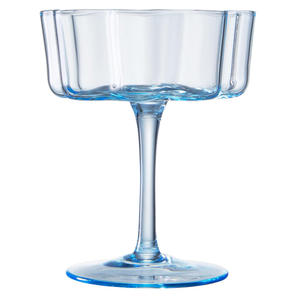 Flower Wave Coupe Cocktail Colored Glasses | Set of 2 | Cobalt Blue