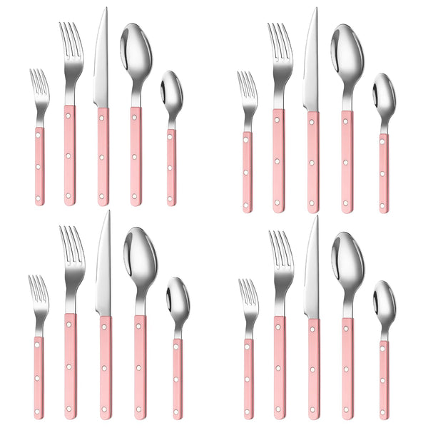 Khen Pink Cutlery Set of 20 –18/8 Stainless Steel Flatware