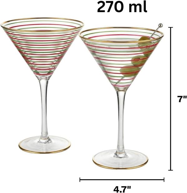Christmas Martini Glasses Set of 2 9.13 oz