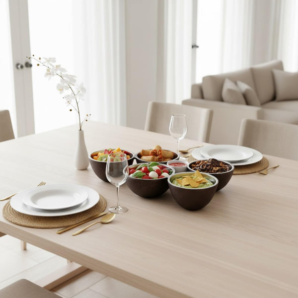 GUTE 5 Bowl Organic Set – Modern Multi Section Serving Dish | Bowls for Snacks Salads Fruits Desserts Appetizers | Functional Centerpiece Dining Tableware | 14.9