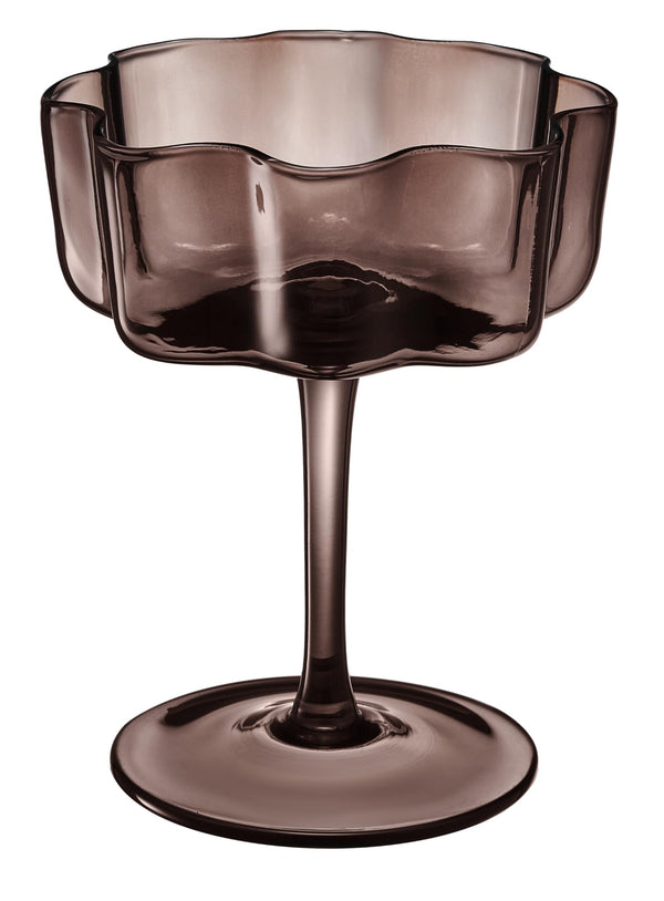 Flower Wave Coupe Cocktail Colored Glasses | Set of 6 | Venus Brown Colors
