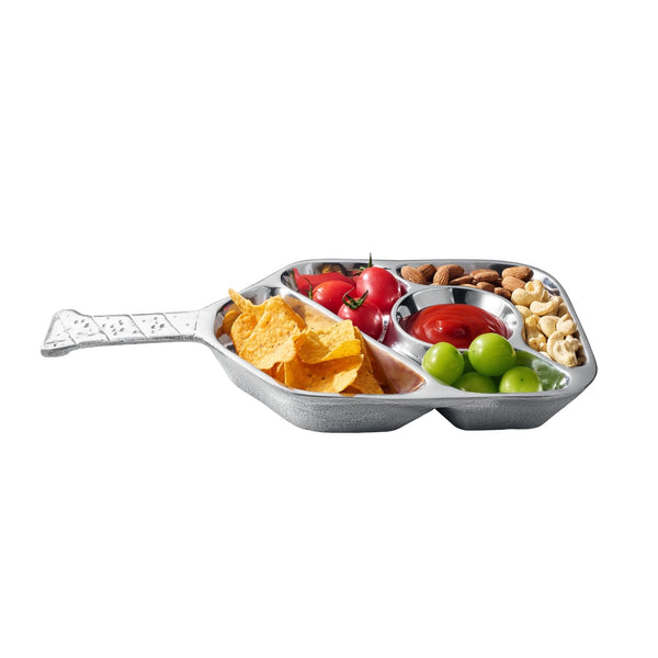 Silver Pickleball Serving Dish 13.7 Inch – Modern Decorative Tray with Heavy Polished Finish, Large Metal Centerpiece Platter, Snacks Fruits Appetizers Desserts, Home Decor Gift for Pickle ball Lovers
