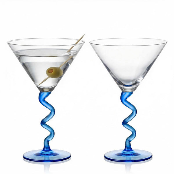 Spiral Stem Martini Glasses Set of 2, 9.2oz 7.05