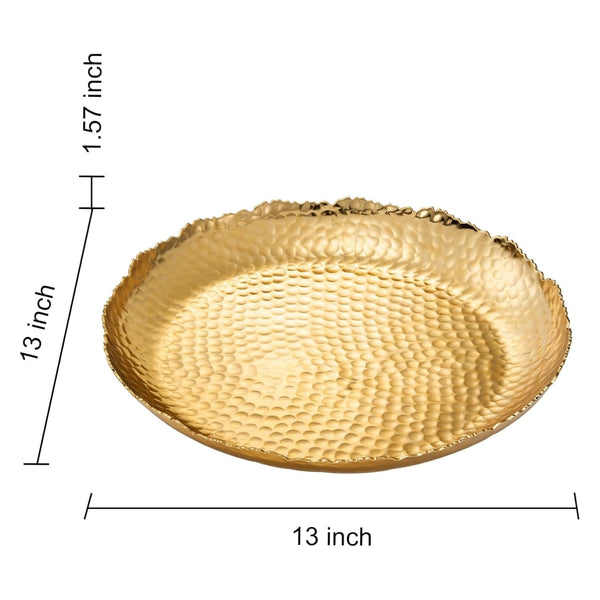 Gold Hammered Decorative Bowl Elegant Aluminum Centerpiece with Textured Finish Large Round 13 Inch Metallic Display Bowl for Home Kitchen or Dining Table Accent Modern Decorative Gifts Decor Bowls