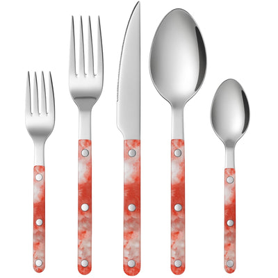 Khen 20-Piece Cutlery Set with Dinner Knives, Forks, Spoons, Salad Forks & Teaspoons – Durable and Dishwasher Safe Utensil Set for Home, Kitchen, Weddings & Occasions - Blush Storm Pattern Handle