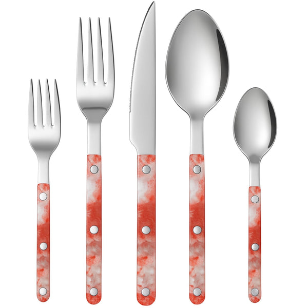Khen 20-Piece Cutlery Set with Dinner Knives, Forks, Spoons, Salad Forks & Teaspoons – Durable and Dishwasher Safe Utensil Set for Home, Kitchen, Weddings & Occasions - Blush Storm Pattern Handle
