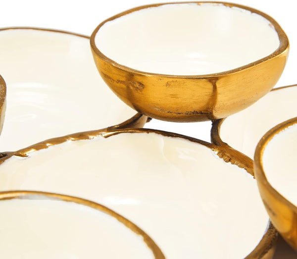 Cluster of 9 Round Serving Bowls Enamel Clusters Decorative Elegant Snack Tray for Olives, Chip & Dip, Nuts, Appetizers & Entertaining Strong Brass & Enamel Home Decor Gifts, Parties & Weddings 22