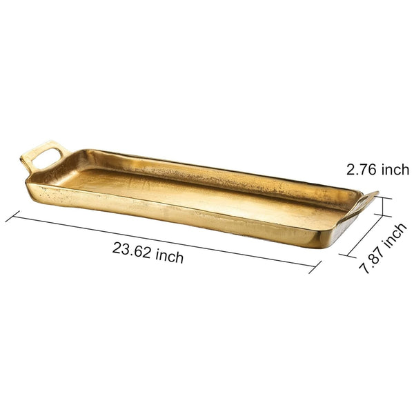 Large Decorative Tray, Single Piece, Gold Aluminum 23.6