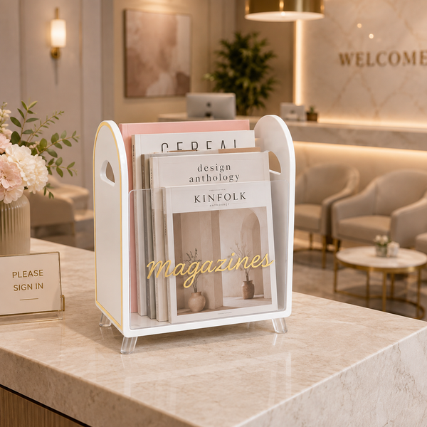 Khen Acrylic Magazine Holder with Gold Trim - 12.40