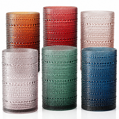 Eze Acrylic Highball Hobnail Glassware, Set of 6