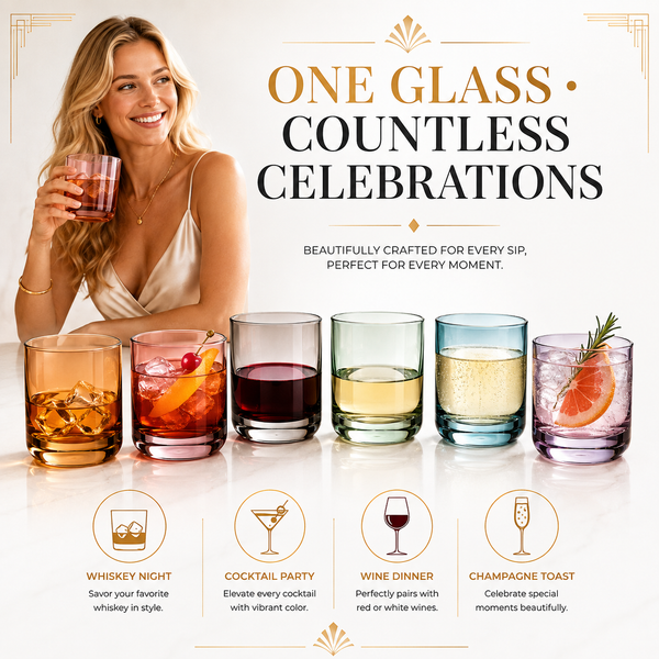 Tonal Lowball Whiskey Glassware, Set of 6