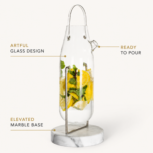 Khen Dossofiorito 42.27 oz Borosilicate Glass Carafe with Marble Stand