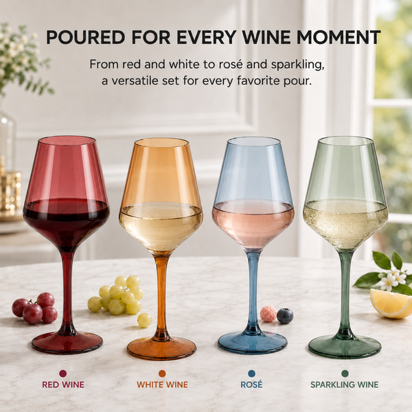 Floating Shatterproof Wine Glasses | Muted Colors | Set of 4, 16 oz