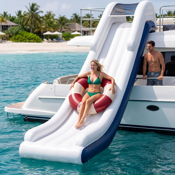 Portofino Inflatable Striped Pool Float Ring - Ruby & Cream