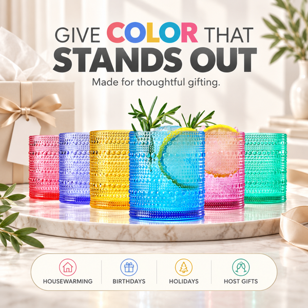 Madrid Acrylic Lowball Hobnail Glassware, Set of 6