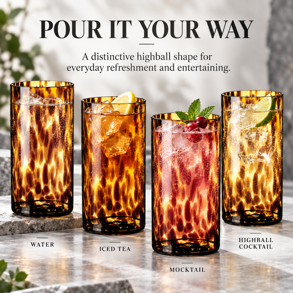 Tortoise Highball Tumblers Set of 4