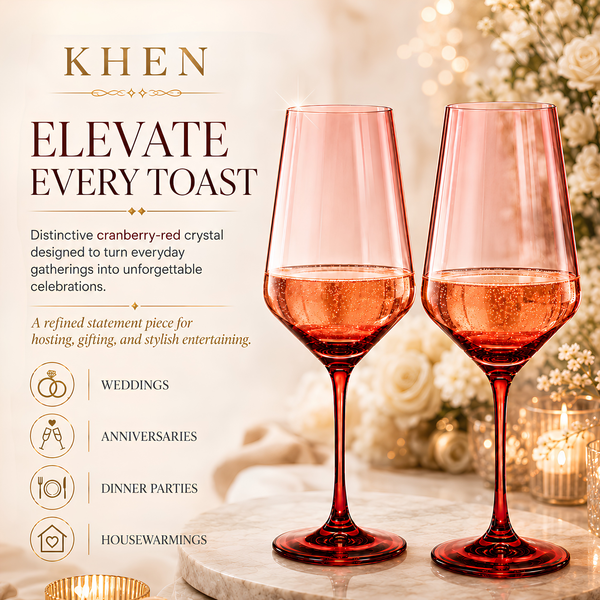 Tonal Stemmed Wine Glassware, Cranberry Red, Set of 2