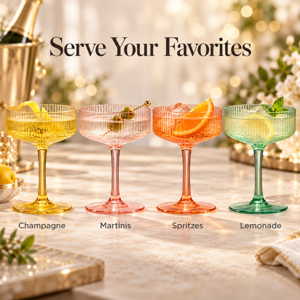 Madrid Acrylic Champagne Coupe Cocktail Glassware, Set of 8